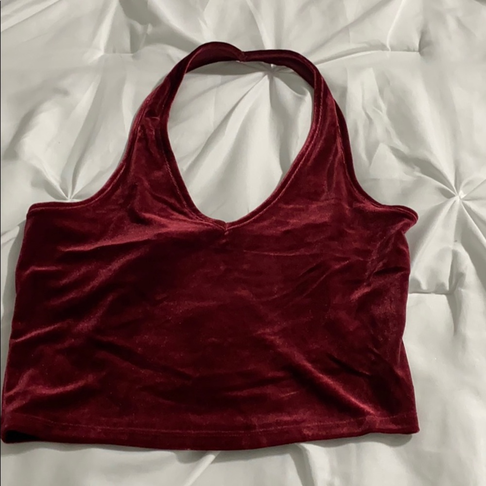 ❗️SOLD❗️NWOT VELVET HALTER CROP TOP - Picture 1 of 2